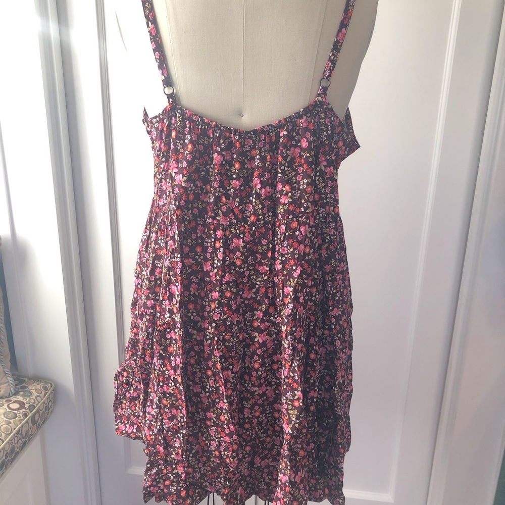 Brown floral flowy tank swing mini dress